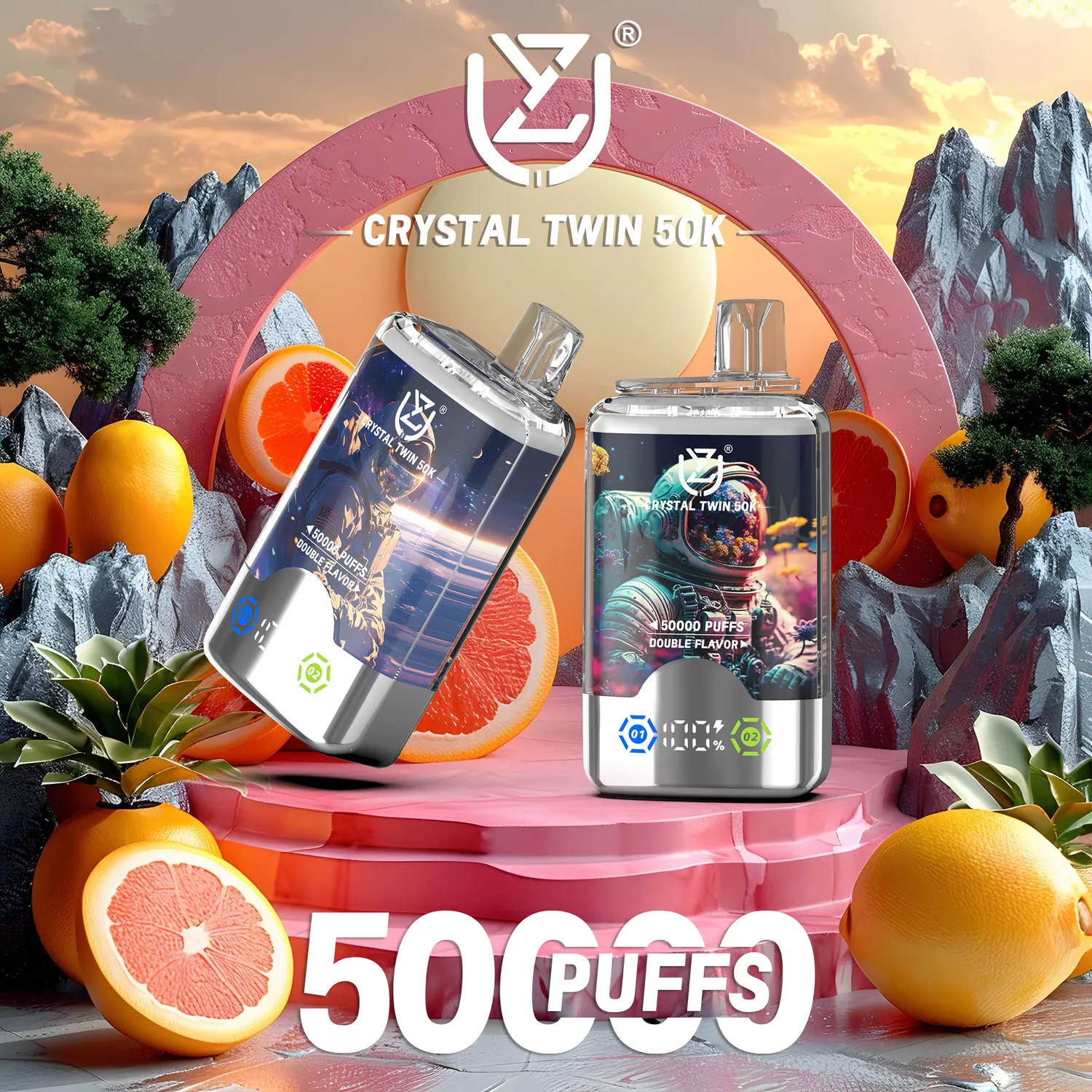 UZY Crystal Twin 50000 Vape Monouso Doppio Aroma 40ml 50K Puff