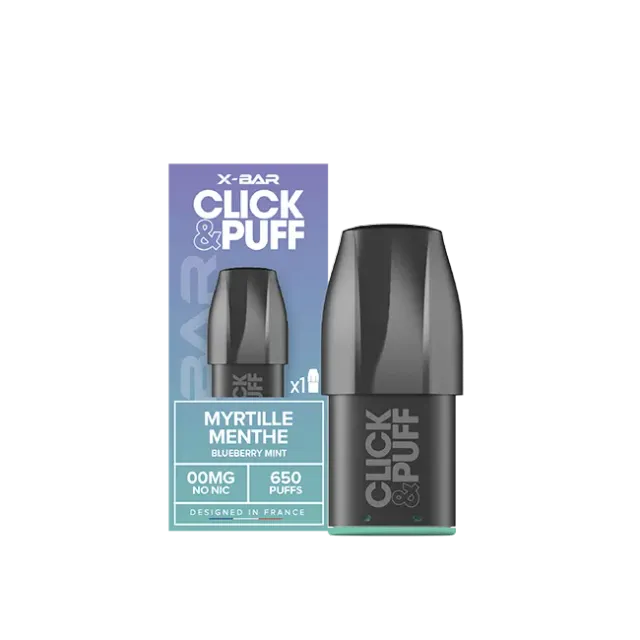 X-Bar Click & Puff Pod Blueberry Mint ricarica menta