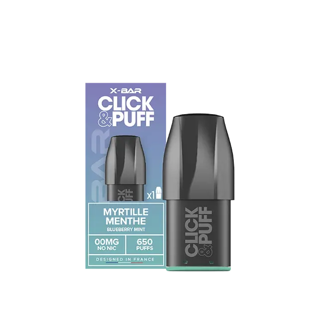 X-Bar Click & Puff Pod Blueberry Mint ricarica menta