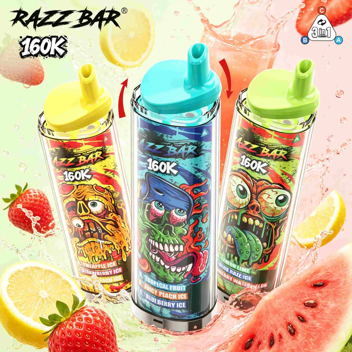 Razz Bar 160K puff usa e getta triple flavors
