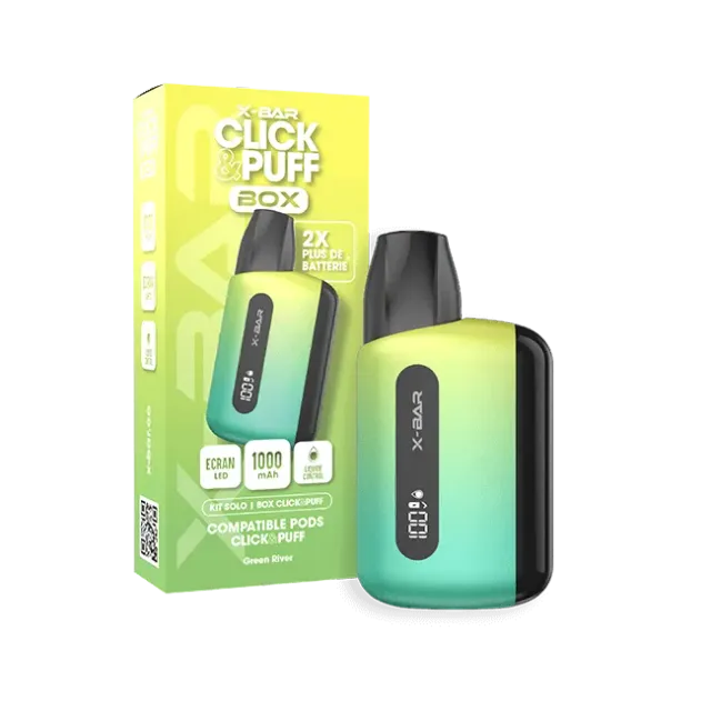 X-Bar Click & Puff Box Green River kit ricaricabile