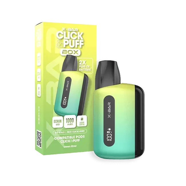 X-Bar Click & Puff Box Green River kit ricaricabile