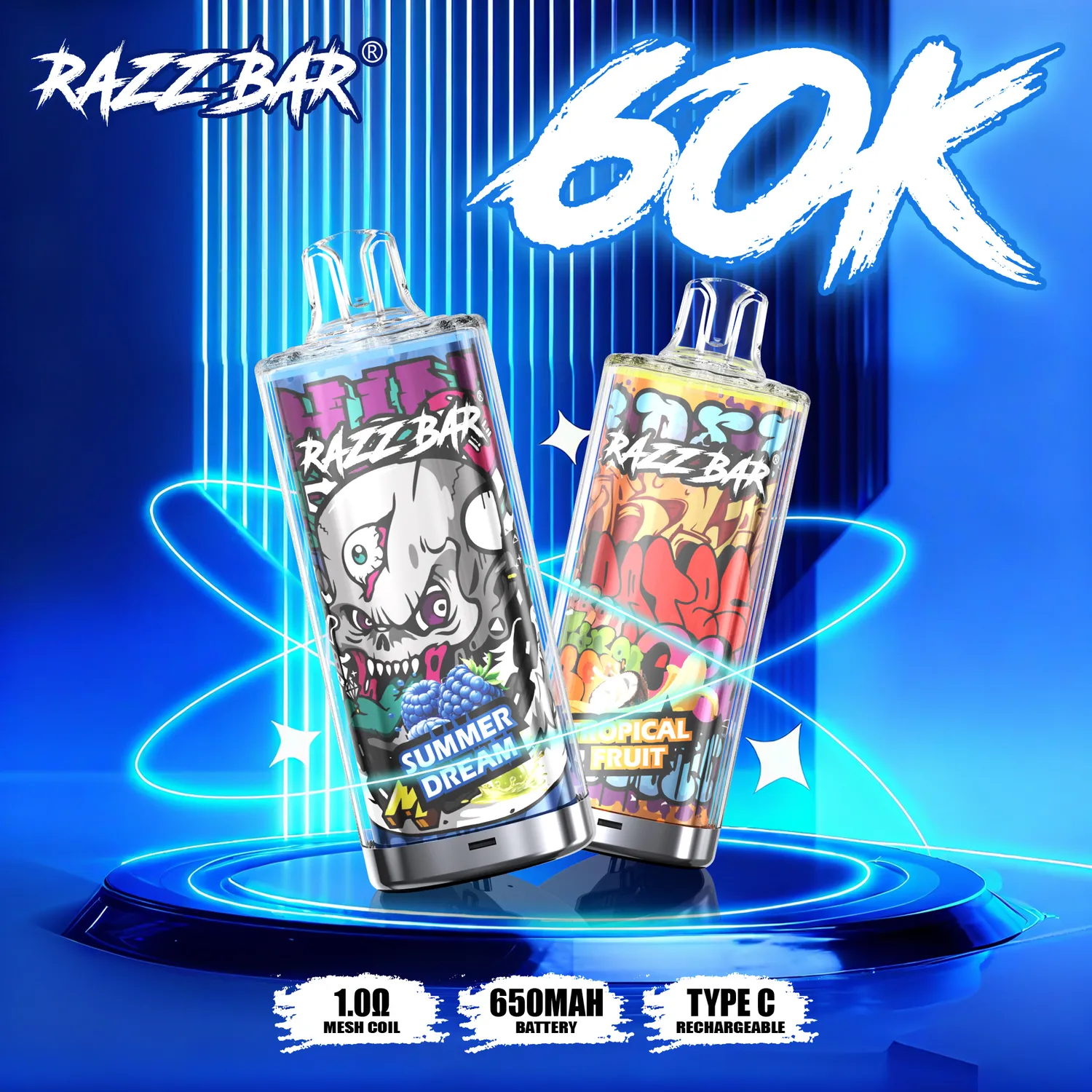 Razz Bar 60K puff usa e getta crystal texture