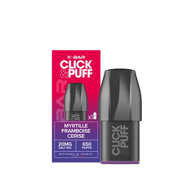 X-Bar Click & Puff Pod Blueberry Raspberry Cherry