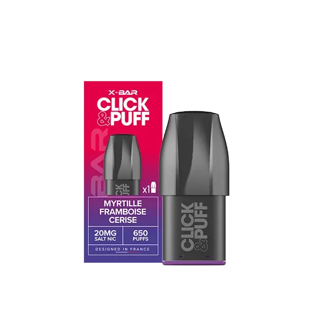 X-Bar Click & Puff Pod Blueberry Raspberry Cherry