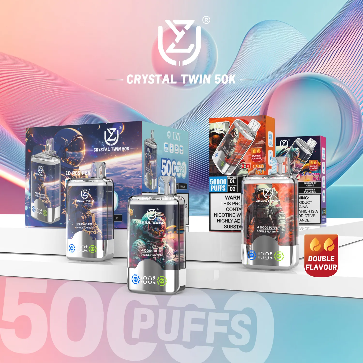 UZY Crystal Twin 50000 Vape Monouso Doppio Aroma 40ml 50K Puff