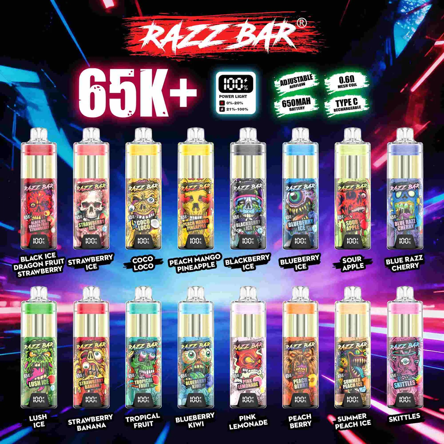 Razz Bar 65K+ puff usa e getta big cloud