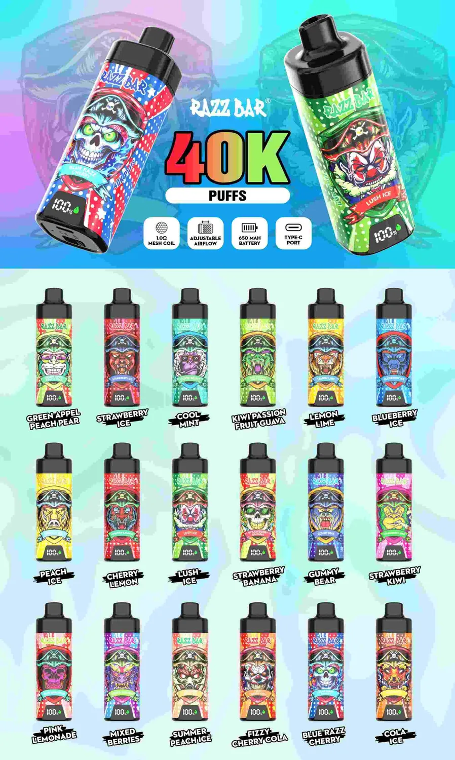 Razz Bar 40K puff usa e getta smooth airflow
