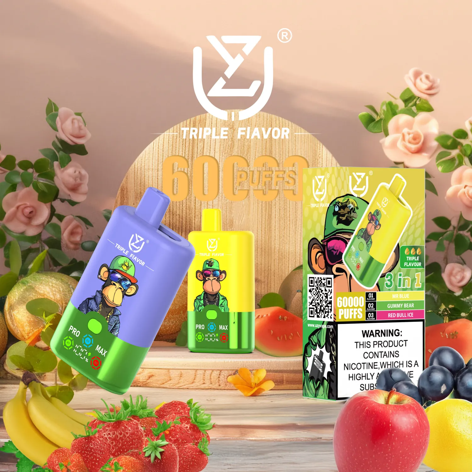 UZY Triple Flavor 60000 Sigaretta Elettronica Usa e Getta 54ml