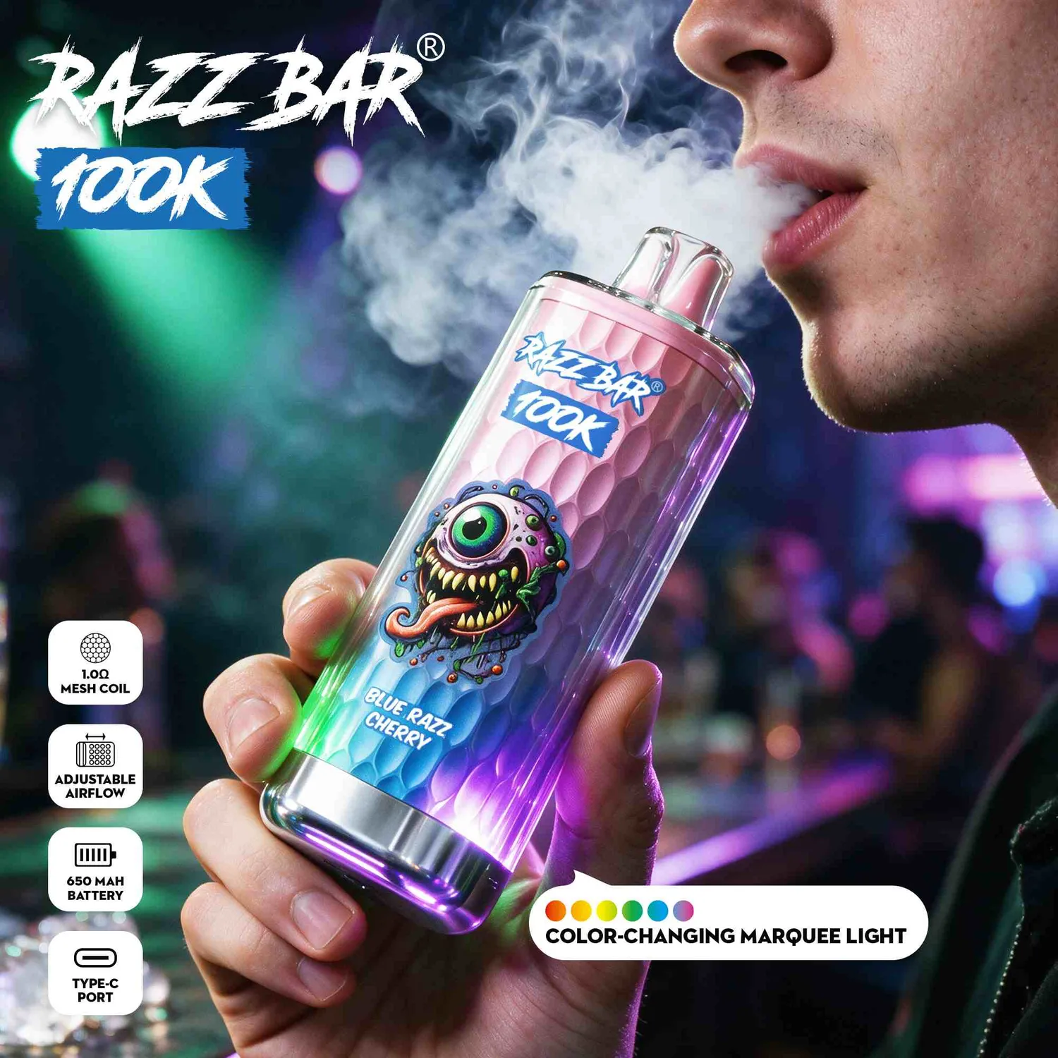 Razz Bar 100K sigaretta elettronica effetto luce 100000 puff