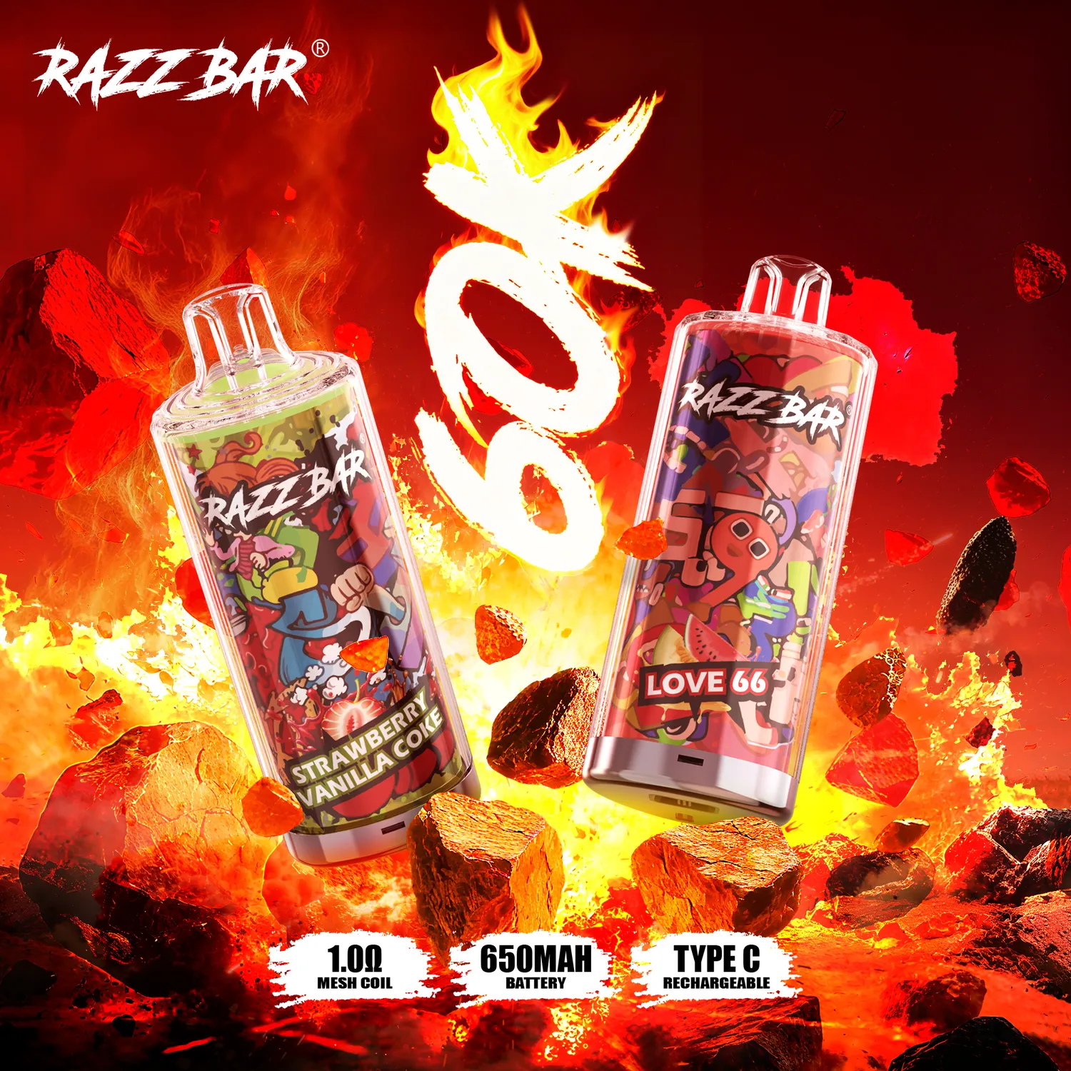 Razz Bar 60K puff usa e getta crystal texture