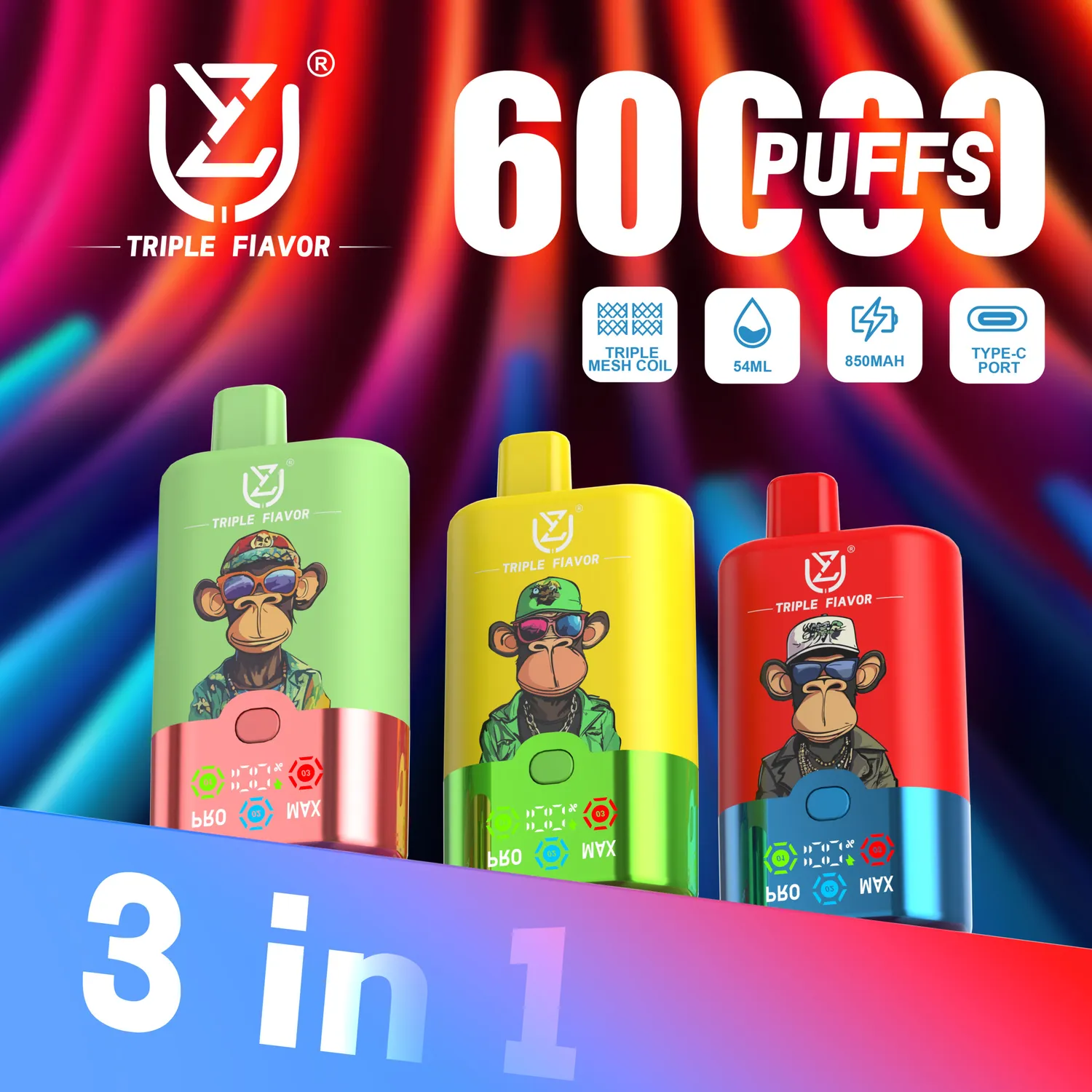 UZY Triple Flavor 60000 Sigaretta Elettronica Usa e Getta 54ml