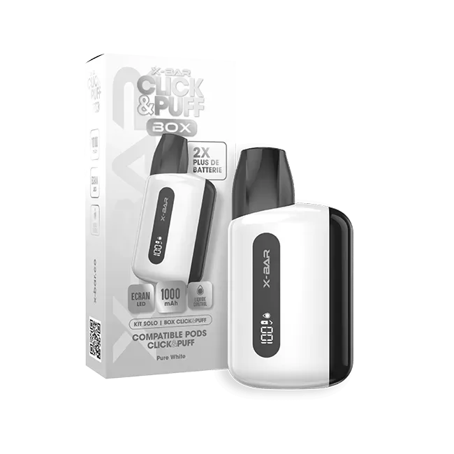 X-Bar Click & Puff Box Pure White batteria box