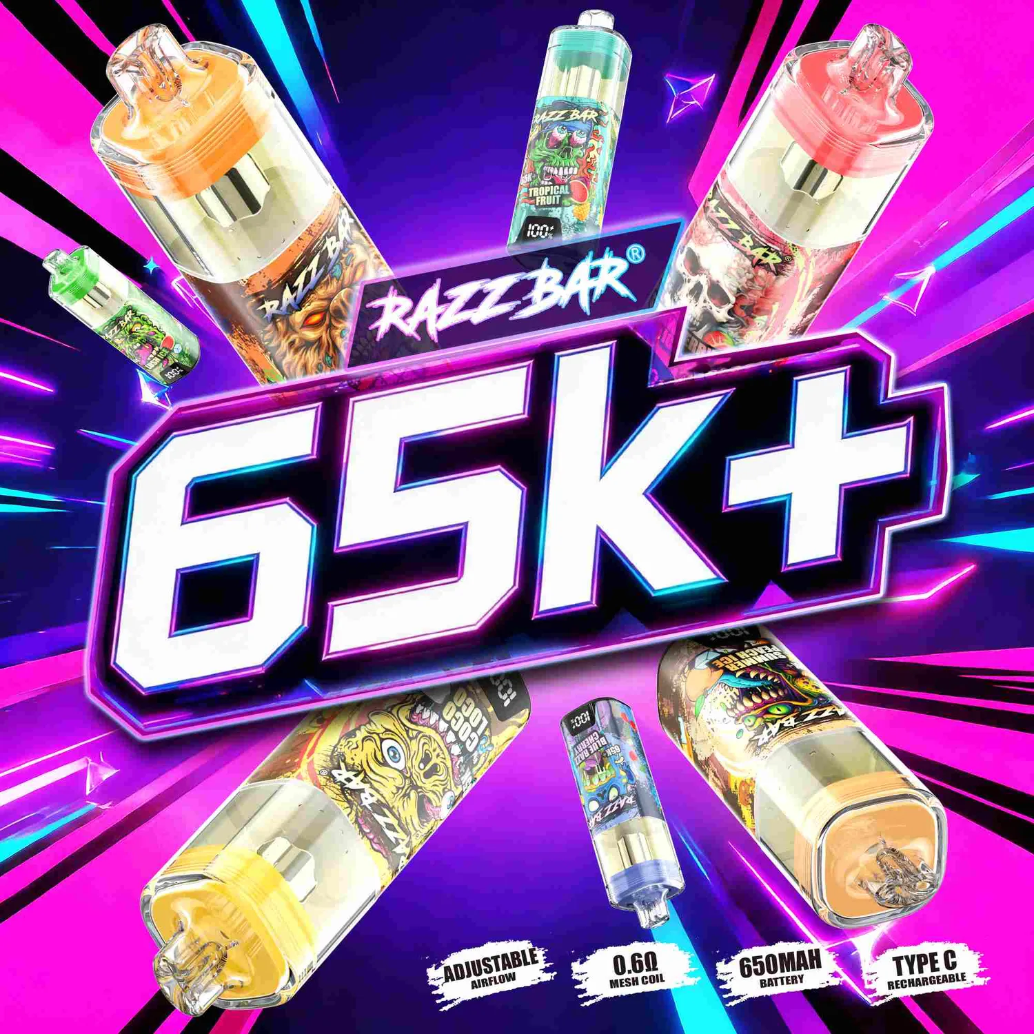 Razz Bar 65K+ puff usa e getta big cloud