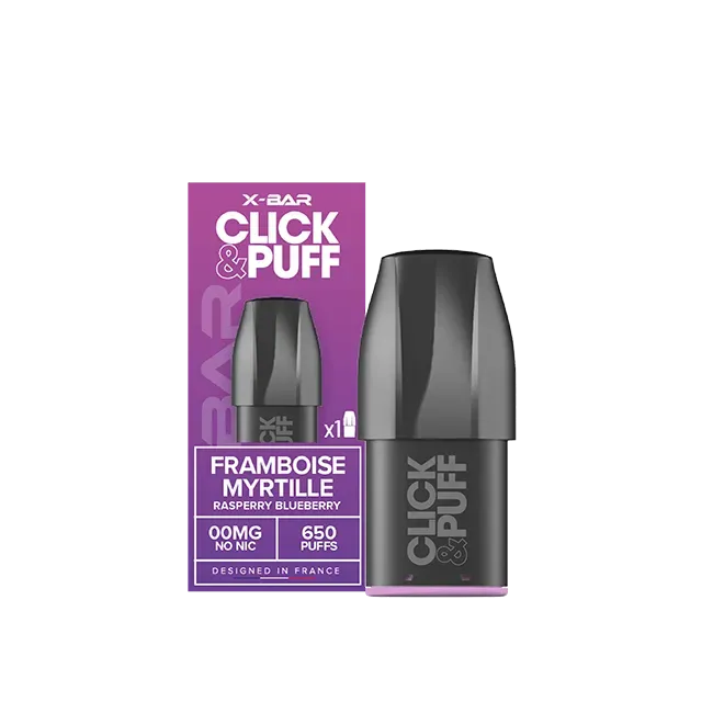 X-Bar 650 Click & Puff Pod Raspberry Blueberry fruttato